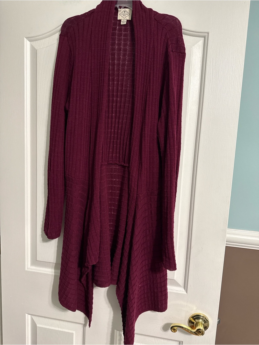 St. John's Bay Open-Front Ribbed Cardigan - Wine
